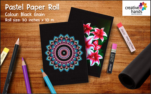 Brustro Pastel Paper Roll, Shade - Black, Size - 75 cm (30") X 10 mtr