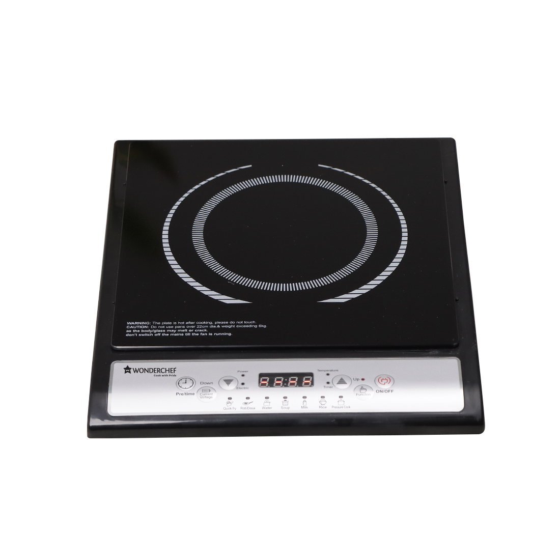 Torino Induction Cooktop with 11 Pre-set Cooking Menus|2000 Watt Induction Cooktop| Eco-friendly IGBT Technology|Crystal Glass Top Surface| LCD Digital Panel | Smart Touch Buttons|Compact & Portable Induction Cooktop| 2 Year Warranty