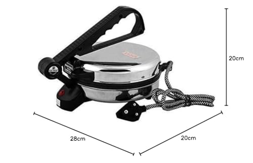 BAJAJ VACCO Go-Ezzee Chapati/Roti/Khakhra Maker C-02 Wattage 900, Stainless Steel, Black, 900w