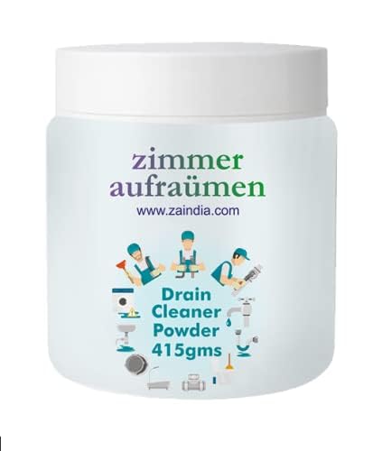 Zimmer Aufraumen 450gms Heavy Duty Drain Cleaner & Blockage Opener Powder. Opens Clogs. Dissolves Hair, Accumulated Soap Scum & Dirt. Biodegradable. Economical.