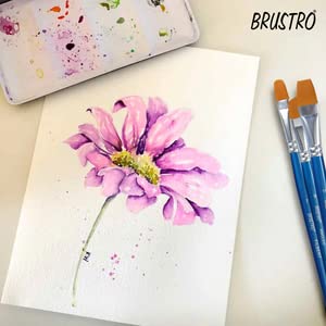 Brustro Synthetic Hair Short Handle Artists Brush Set of 15 in a Premium Zippered Brush Wallet