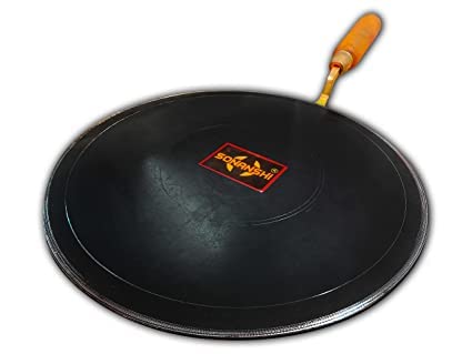 Sonanshi Black Dosa Tawa Pure Iron with Wooden Handle Especially Designed for Dosa/Uttpam/South Indian Dishes (12 Inch Dia)