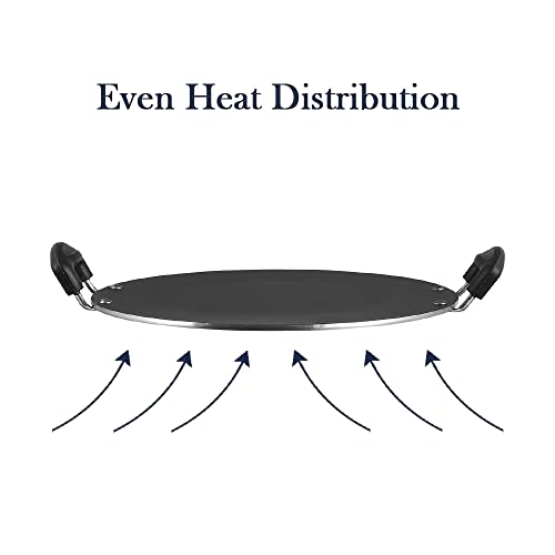 Vinod Zest Aluminium Non Stick Pathri Tawa - 31.5 cm | 5mm Thick | 3 Layer Coating | Metal Spoon Friendly | Bakelite Handle | Gas Base | 1 Year Warranty