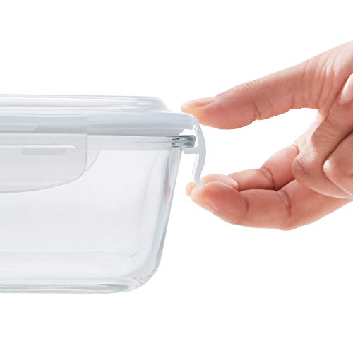 Borosil - Glass Lunch Box Set of 3, 320 ml, Microwave Safe Office Tiffin (12 x 12 x 6.5 cm, Transparent)