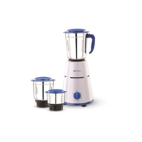 Bajaj Pluto 500W Mixer Grinder with 2 in 1 Function Blade, 3 Jars, White