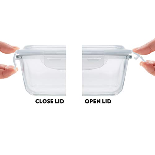 Borosil - Glass Lunch Box Set of 3, 320 ml, Microwave Safe Office Tiffin (12 x 12 x 6.5 cm, Transparent)