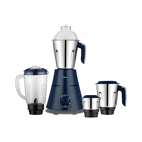 Bajaj Ninja Series Trinity 750W 4 Jar Mixer Grinder| DuraCut Blades by Bajaj|Powerful 750W Titan Motor| 3-SS Jars & 1 Juicer Jar| 5-Yr Warranty by Bajaj| Royal Blue