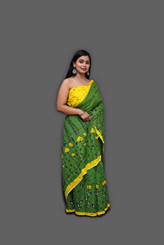 ANMOL FABRICS Women's Cotton Malmal Saree | Women Stylish Sadis | Printed Runing Blouse Piece | Sari Length 5.5 meter | Blouse Piece 1 m | Unstitched Blouse Material Free_Size_SAREE-MULTI_63