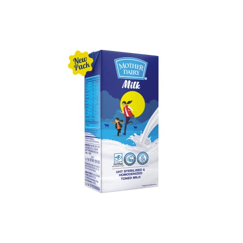 10x Mother Dairy Uht Liquid Milk Carton, (1 Liter each) - Pack of 10