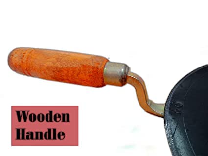 Sonanshi Black Dosa Tawa Pure Iron with Wooden Handle Especially Designed for Dosa/Uttpam/South Indian Dishes (12 Inch Dia)