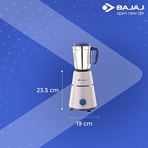 Bajaj Pluto 500W Mixer Grinder with 2 in 1 Function Blade, 3 Jars, White