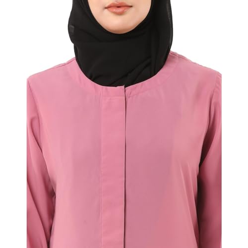 BT - Being Traditional Women’s Front Open Muslim Abaya Dress With Cuff Sleeves Made in Premium Nida Fabric (FOA-020) (2XL, Tulip Pink)