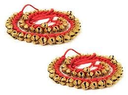 UAPAN Brass Ghungroo Anklets Bells (1.6 cm, 25+25 Red, Pair) For Women