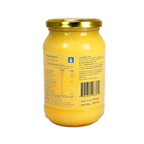 Sid’s Farm Desi Cow Ghee - 350g | Aromatic and Granular | Made With Safe Tested A2 Milk | Free From Antibiotics, Preservatives and Induced Hormones | Glass Jar