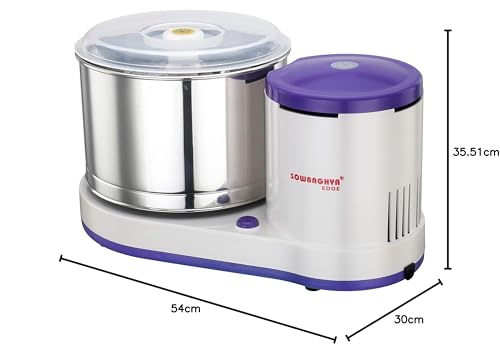 SOWBAGHYA Edge Wet Grinder 2 Litre -Blue Voilet Tabletop Design, Stainless Steel Drum, Compact & Silent - Powerful Motor, Idli Dosa Batter Machine for Home, 2 Yr Warranty, 1440 RPM