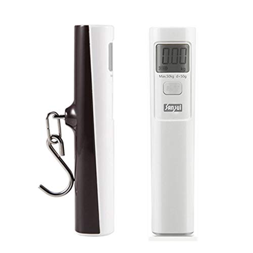 Sansui Battery-Free Portable Digital Luggage Scale with Metal Hook (50 kg, White)