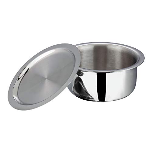 Vinod Platinum Triply Stainless Steel Tope with Stainless Steel Lid 2.5 litres Capacity (18 cm Diameter) - Silver (Induction and Gas Stove Friendly), 5 Years Warranty