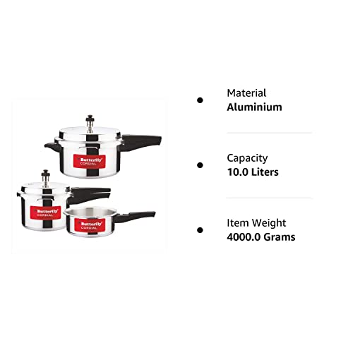 Butterfly Cordial 2 L, 3 L & 5 L Non Induction Bottom Outer Lid Pressure Cooker (Aluminium, Silver), Small