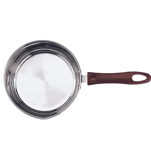 Vinod Stainless Steel Milkpan Set, 1 Litre, 2 Pieces (Silver) with Sturdy Virgin Bakelite Handele, Induction and Gas Stove Friendly, 2 Years Warranty