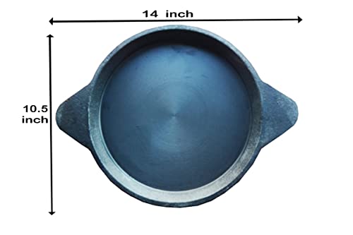 SAT Cast Iron Cookware Pre-Seasoned Tawa - 10 inches (25.4 cm) / Black/Edges Raised, Weight- 1.5 kg. Approx Flat (Ready to use) Induction Compatible