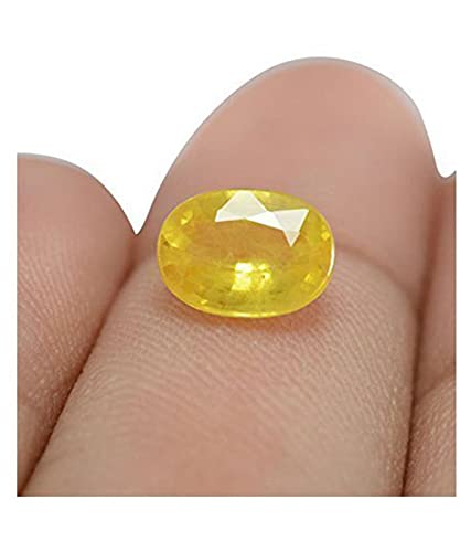 Bague Pukhraj Stone original Natural Certified yellow Sapphire Gemstone Genuine AAAA+ (4.25)