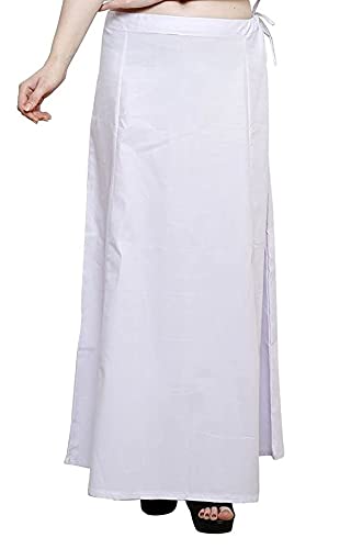 Style Ally Women's Saree Cotton Readymade Petticoat (Free Size) (White)