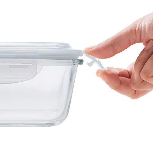 Borosil - Glass Lunch Box Set of 3, 320 ml, Microwave Safe Office Tiffin (12 x 12 x 6.5 cm, Transparent)