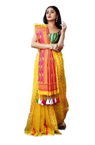 rupanjali SOFT COTTON DHAKI JAMDANI HANDLOOM SAREES FOR WOMEN | RS_J002 (YELLOW/009)