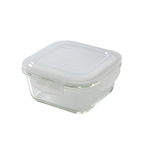Borosil - Glass Lunch Box Set of 3, 320 ml, Microwave Safe Office Tiffin (12 x 12 x 6.5 cm, Transparent)
