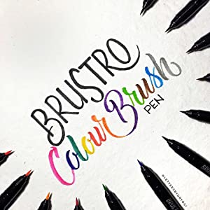 BRUSTRO Metallic Brush Pens - Soft Brush Tip Set of 10 Colors. with Colour Brush Pens Set of 12 (Pigment Based, Hard tip Brush Pen) Flexible tip for Calligraphy, Lettering and Drawing Techniques.