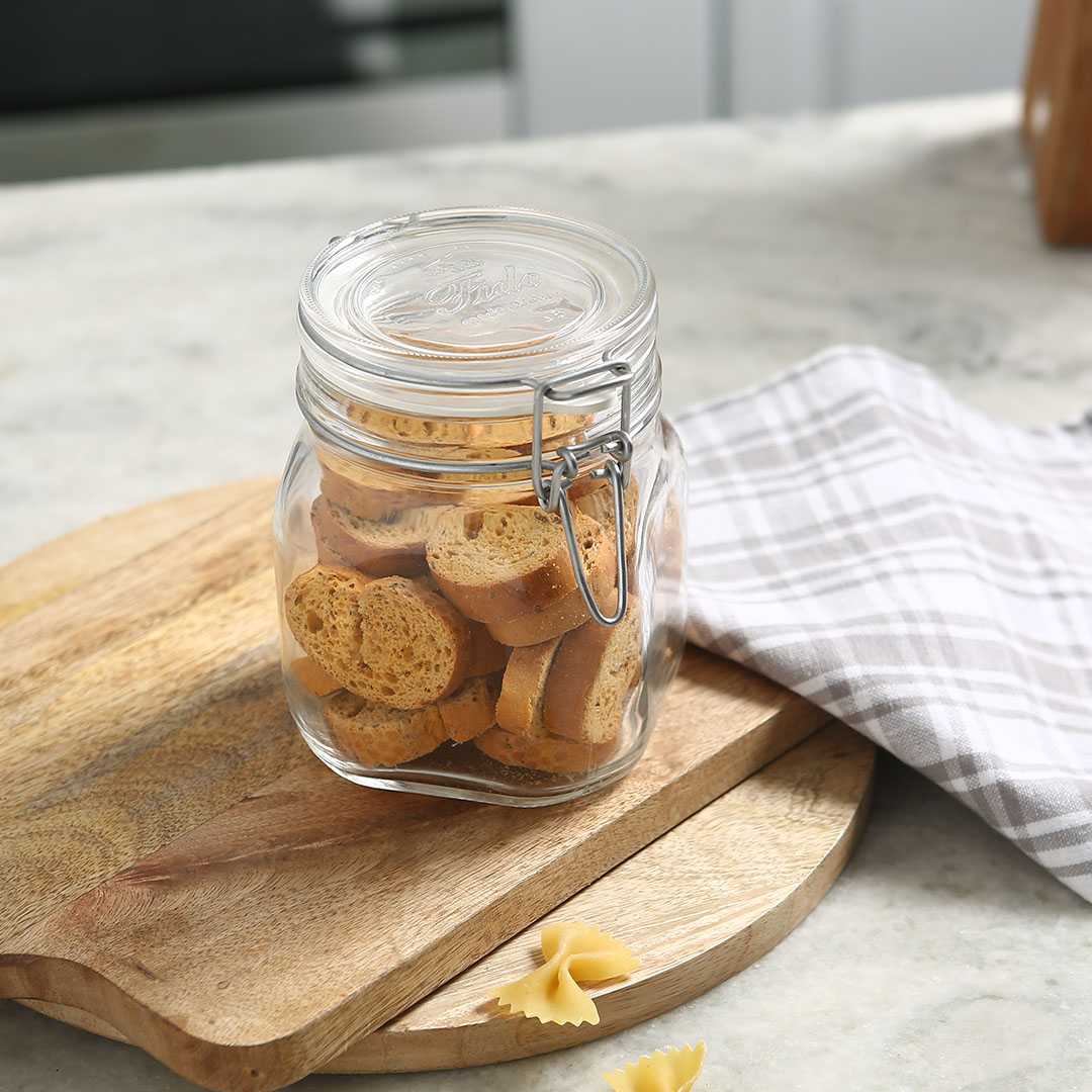 Bormioli Fido 2 Pc Set Glass Jar Container Medium