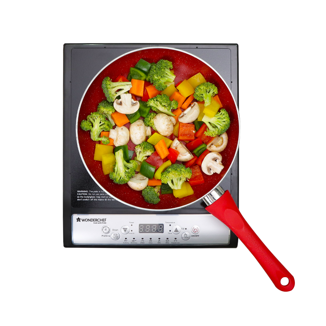 Torino Induction Cooktop with 11 Pre-set Cooking Menus|2000 Watt Induction Cooktop| Eco-friendly IGBT Technology|Crystal Glass Top Surface| LCD Digital Panel | Smart Touch Buttons|Compact & Portable Induction Cooktop| 2 Year Warranty