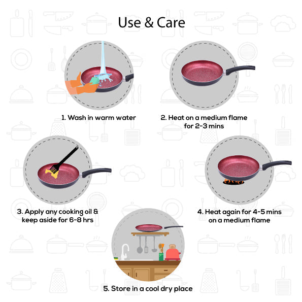 Sigma Non-stick Cookware Set, 4Pc (Kadhai with Lid, Dosa Tawa, Fry Pan), Induction Bottom, Cool Touch Bakelite Handles, Virgin Aluminium, PFOA Free, 2 Years Warranty, Red and Black