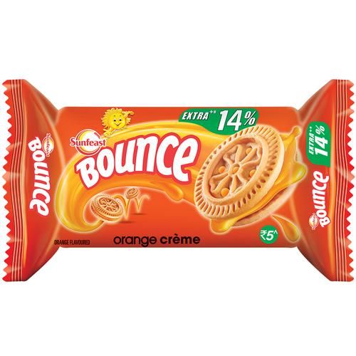 Sunfeast Bounce Biscuits - Orange Creme Cookies, 39 g