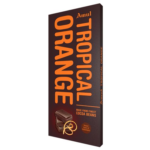 Amul Tropical Orange- Dark Chocolate Infused With Orange Extracts , 150 g