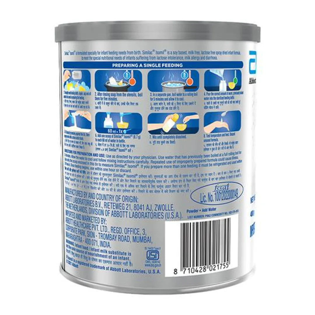 Similac Isomil Soy Based Lactose Free Infant Formula Up To 24 Months, 400 g Tin