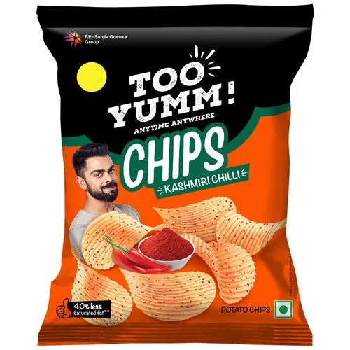 50x Too Yumm! Potato Chips - Kashmiri Chilli, With 45% Less Saturated Fat, Pack of 50 - 45g each