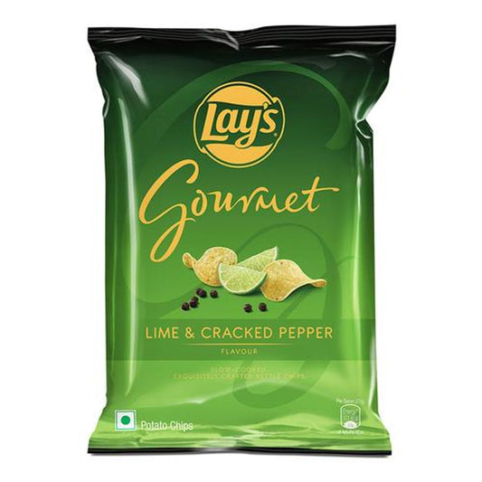 25x Lays Gourmet Kettle Chips Potato Chips - Lime & Cracked Pepper, Crunchy, Pack of 25 (55 g each)