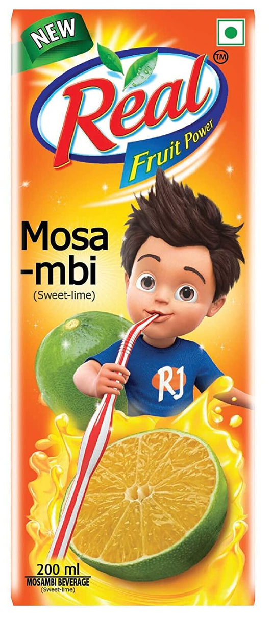 24x Real Fruit Juice Mosambi, 180 ml each - Pack of 24