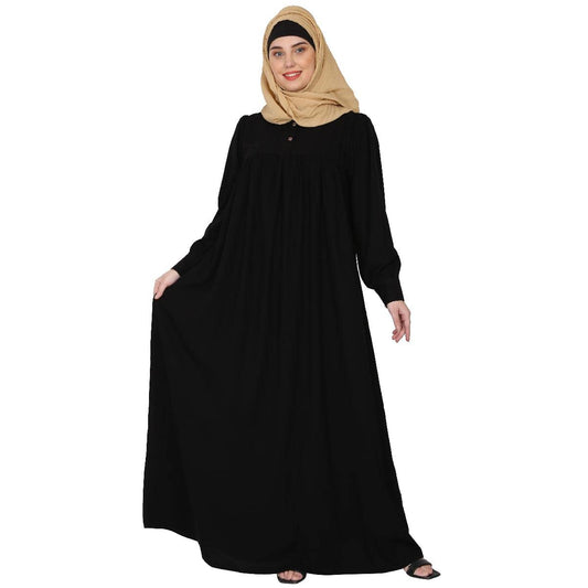 BT - Being Traditional Women’s Pleated Abaya Made in Nida Matte Fabric with Cuff Sleeves (3XL, Black)