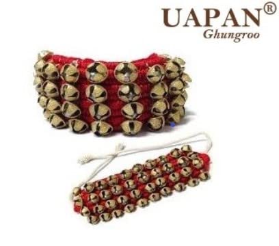 UAPAN Brass Ghungroo Anklets Bells (4 Line Pad, Red, Pair) For Women