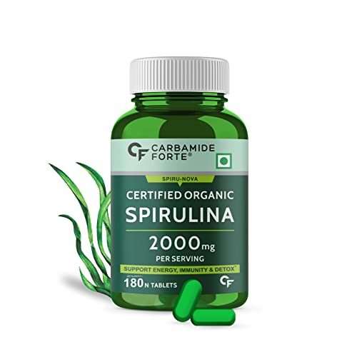 Carbamide Forte 100% Organic Spirulina Tablets 2000mg Per Serving - 180 Tablets