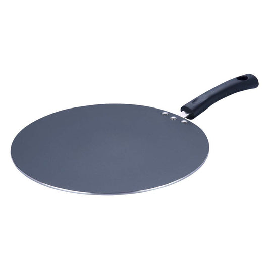 Vinod Aluminium Zest Non Stick Multi Tawa - 30 cm, 4mm /Triple Layer, Scratch Proof, Toxin Free, Riveted Bakelite Handle/Flat Roti Tawa/Gas Base - Black (2 Year Warranty)