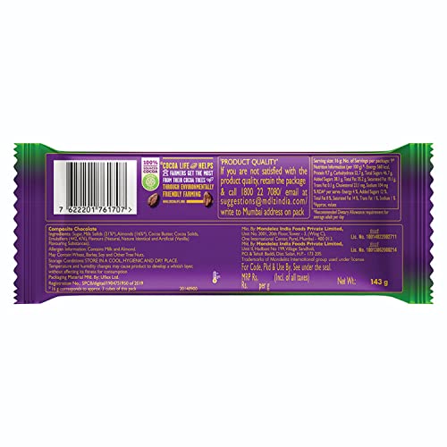 Cadbury Dairy Milk Silk Roast Almonds Chocolate Bar, 143g (Pack of 3)