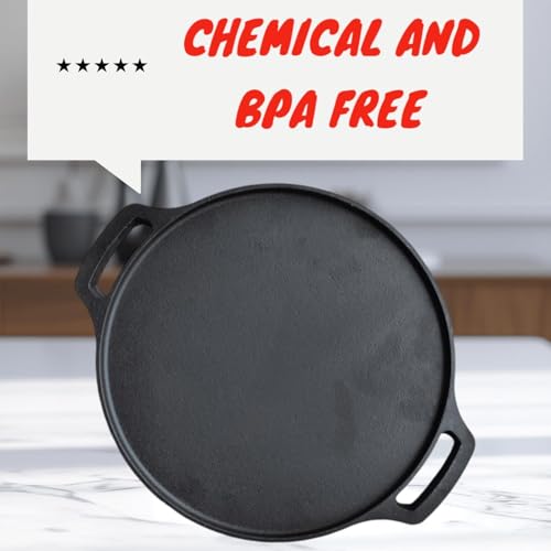 TRUSTARA Premium Cast Iron Tawa - 29cm, 2.6kg | 6-Layer Pre-Seasoned Natural Oil Coating, Non-Stick Tawa for Dosa, Uthappam, Roti, Chapati, Naan, Gas & Induction Friendly |7 Years Warranty =A21