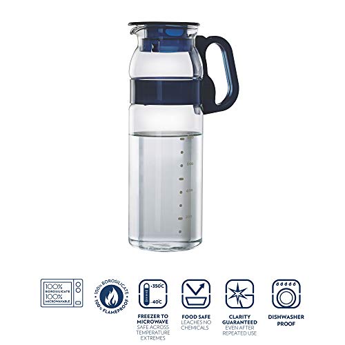 Borosil - Marina Jug with Plastic Handle, 1.3 Litres, Transparent