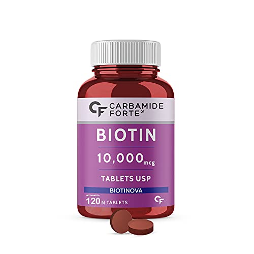 Carbamide Forte Biotin 10000mcg for Hair Growth, Skin & Nails – 120 Veg Tablets