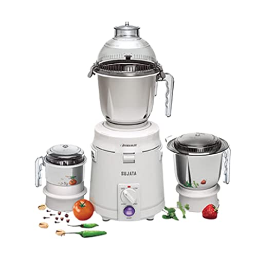 Sujata Dynamix, Mixer Grinder, 900 Watts, 3 Jars (White)