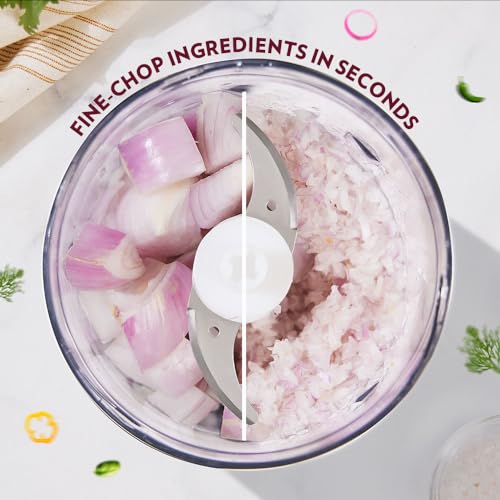 Borosil Chef Delite 300 Watts Electric Chopper for Kitchen, Twin Blade Technology, 600 ml 'chop-n-store' plastic bowl with lid, Vegetable Chopper, Cutter, Chop, Mince, Dice, Whisk, Blend