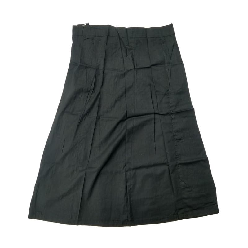 SGH Women's Pure Cotton Best Plain Solid Indian Stitched Saree Black Color Petticoats 100% Vimal Cotton (Free Size,42)